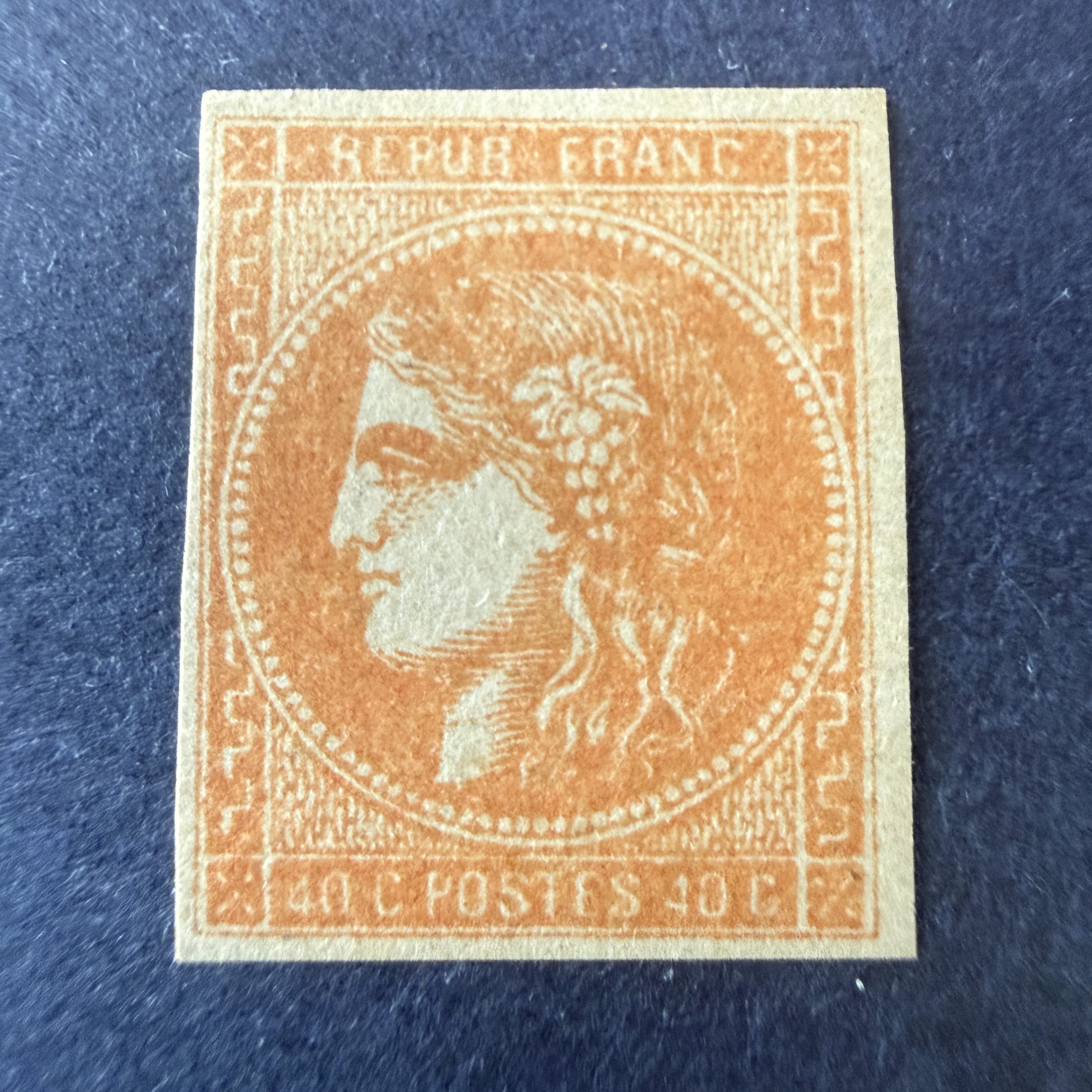 Yvert 48h, "Bordeaux 40c jaune orange" en neuf **. Signé Brun. TB.
