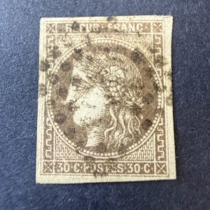 Yvert 47a, "Bordeaux 30c brun clair" en oblitéré. TB.