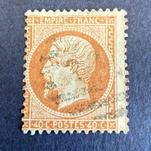Yvert 23 "Napoléon 40c orange" oblitéré cachet anglais. TB.
