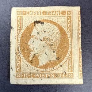Yvert 13B "Napoléon 10c bistre" pièce choisie 4 voisins en oblitéré. SUP.