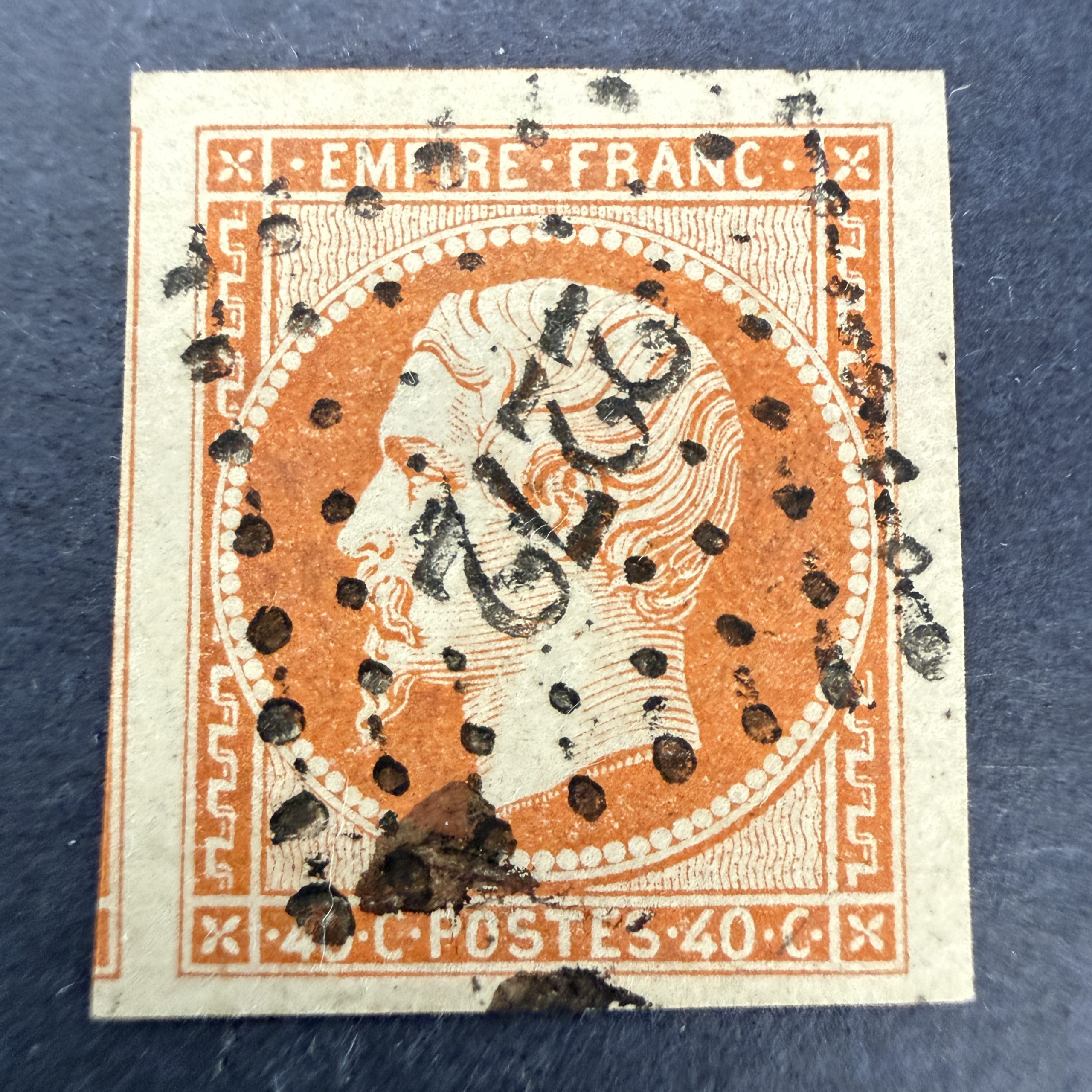 Yvert 16a "Napoléon 40c orange vif" pièce choisie en oblitéré. SUP.