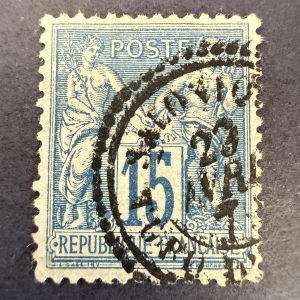 Yvert 90 "Sage 15c bleu" oblitéré CàD Salonique. TB.