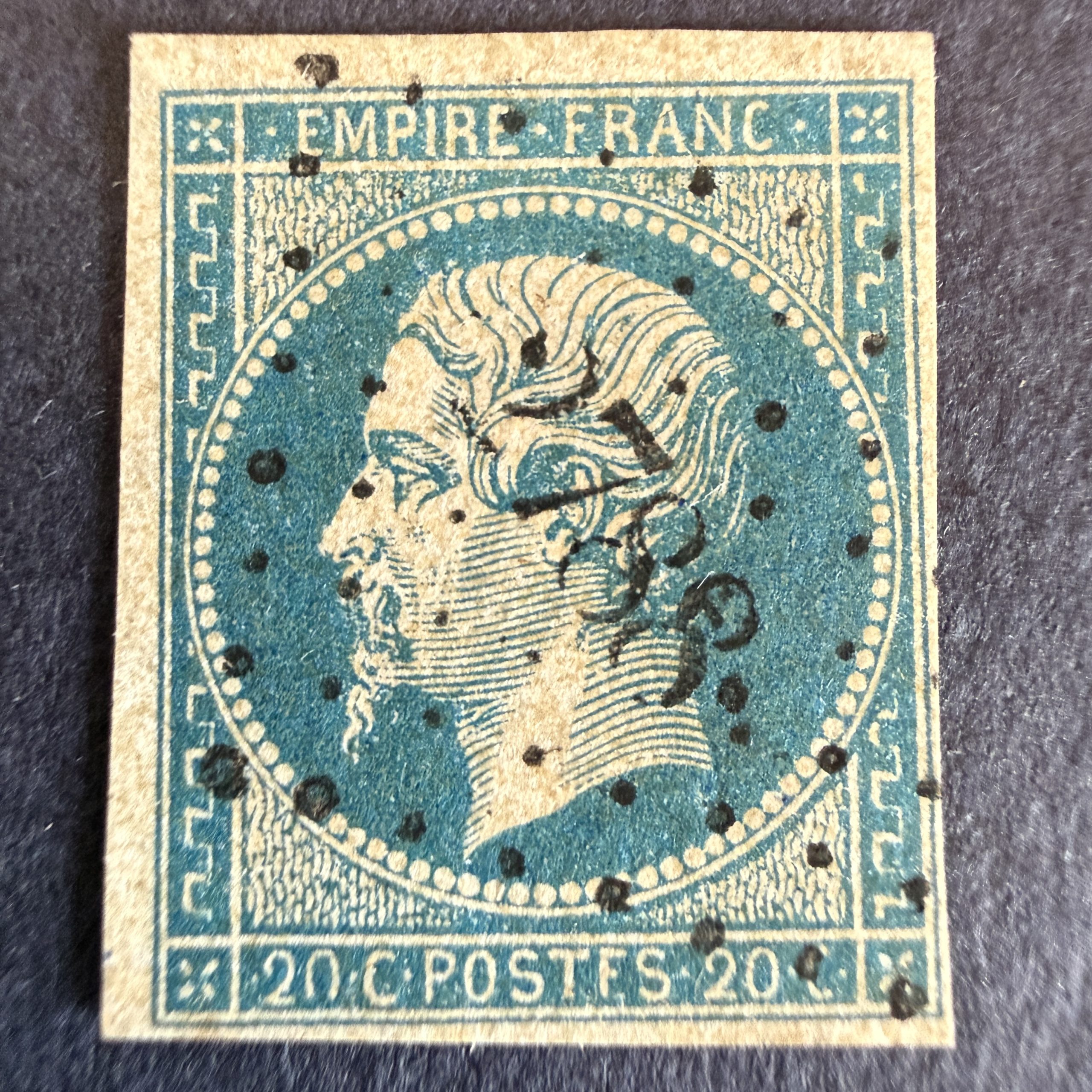 Yvert 14Ah "Napoléon 20c" POSTFS + variété en oblitéré. TB.