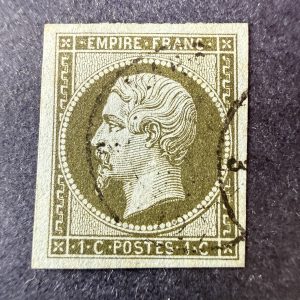 Yvert 11 "Napoléon 1c olive" en oblitéré. Superbe.