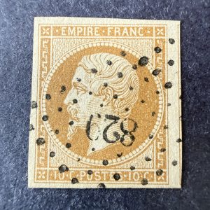 Yvert 13B "Napoléon 10c bistre" R2 en oblitéré. Superbe.