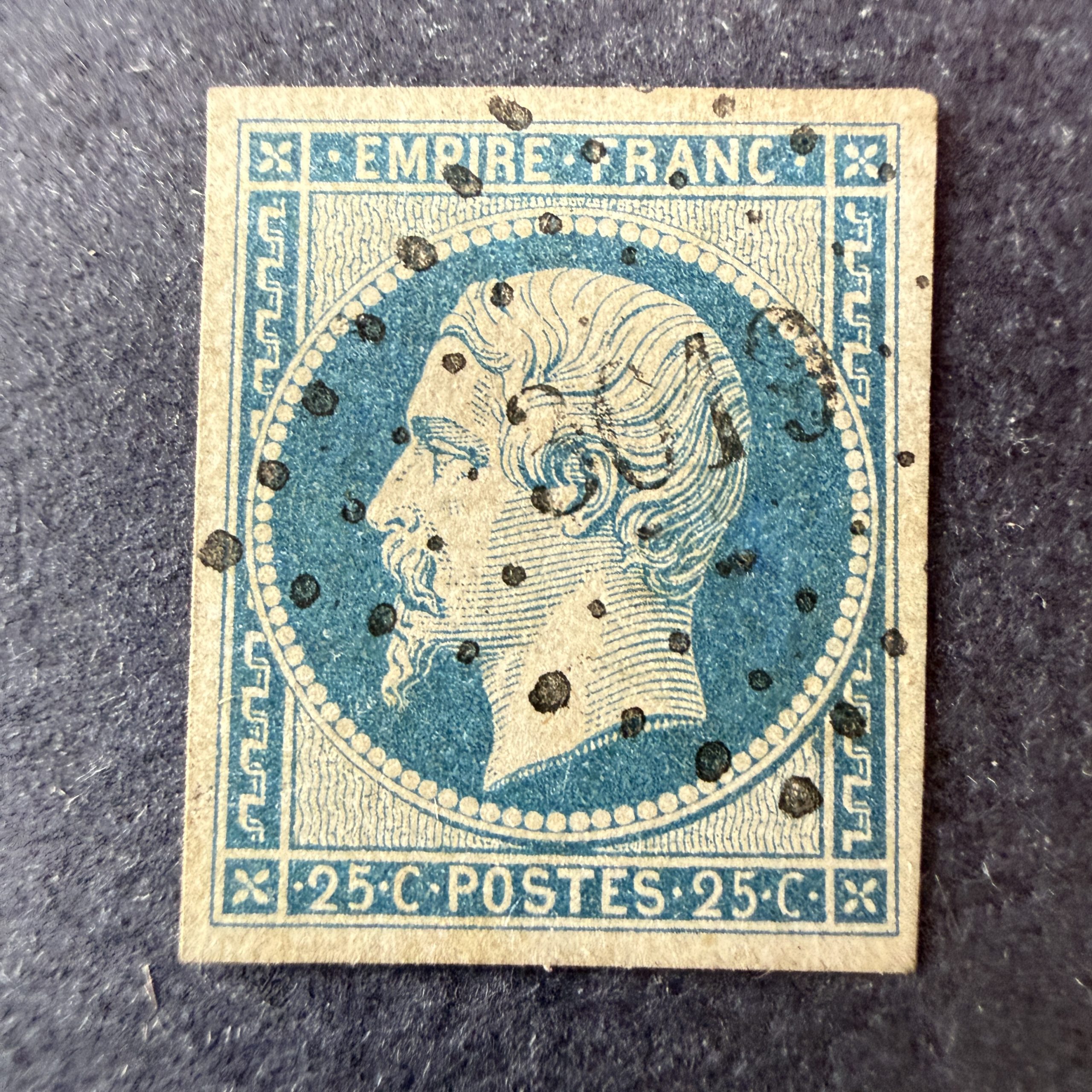 Yvert 15 "Napoléon 25c bleu" en oblitéré. Superbe.