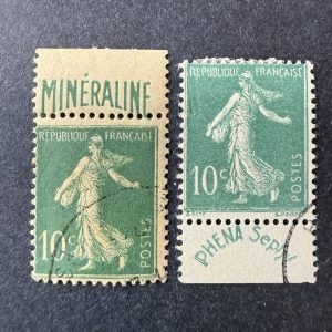Yvert 188 et 188A "Minéraline et Phéna" en oblitérés. TB