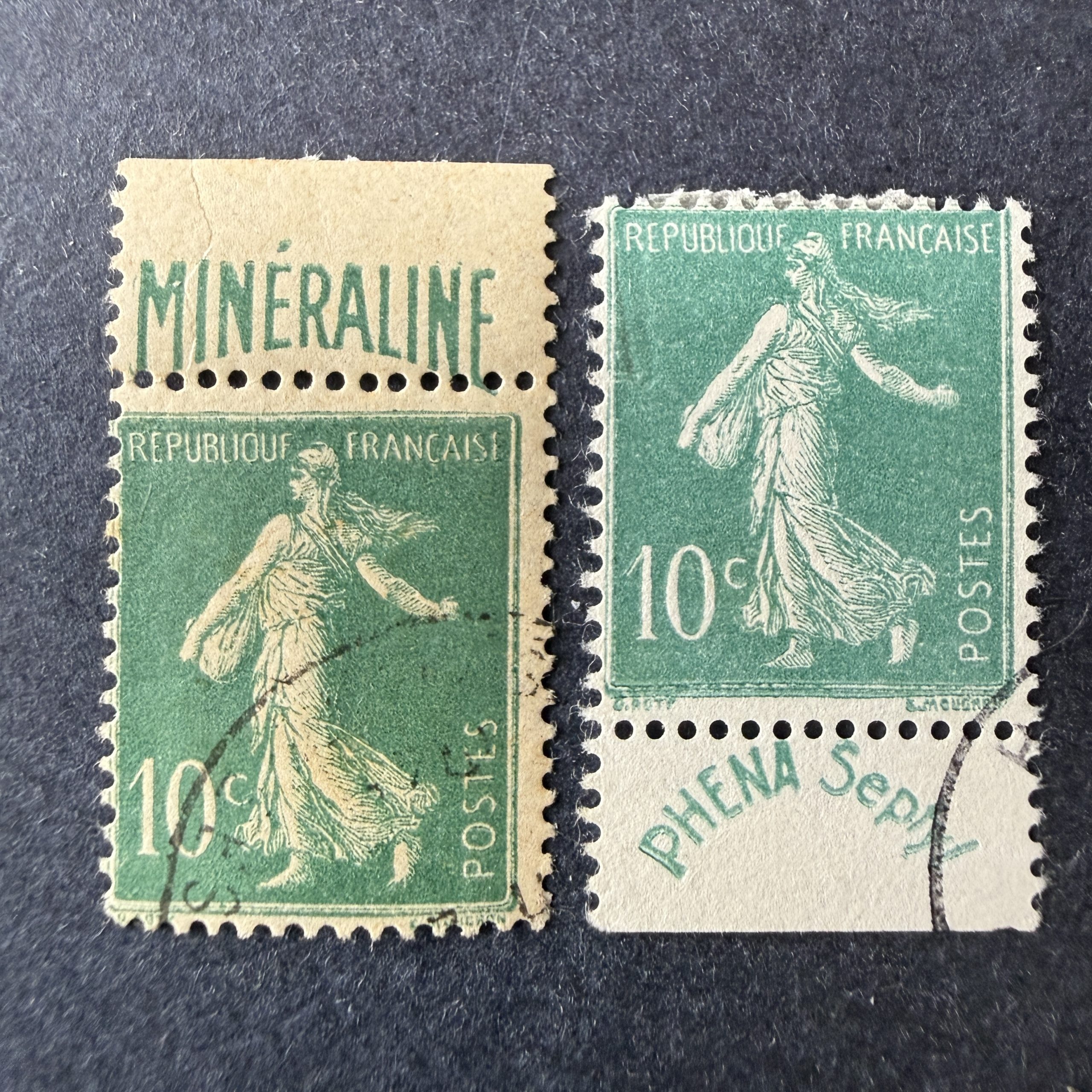 Yvert 188 et 188A "Minéraline et Phéna" en oblitérés. TB