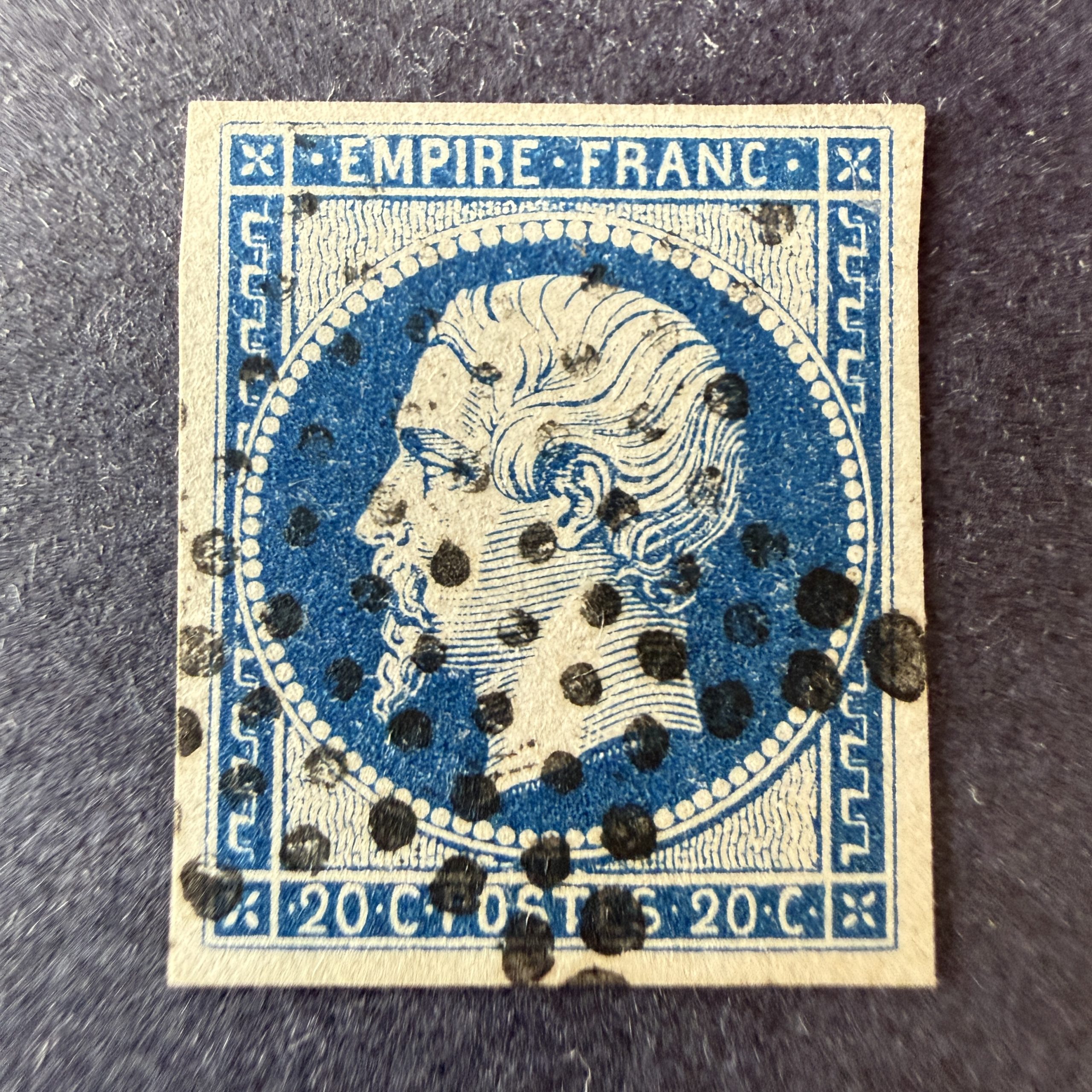 Yvert 14Aa "Napoléon 20c bleu foncé" pièce choisie en oblitéré. Superbe.