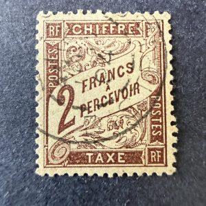 Taxe Yvert 26 "Duval 2fr marron" en oblitéré. TB.