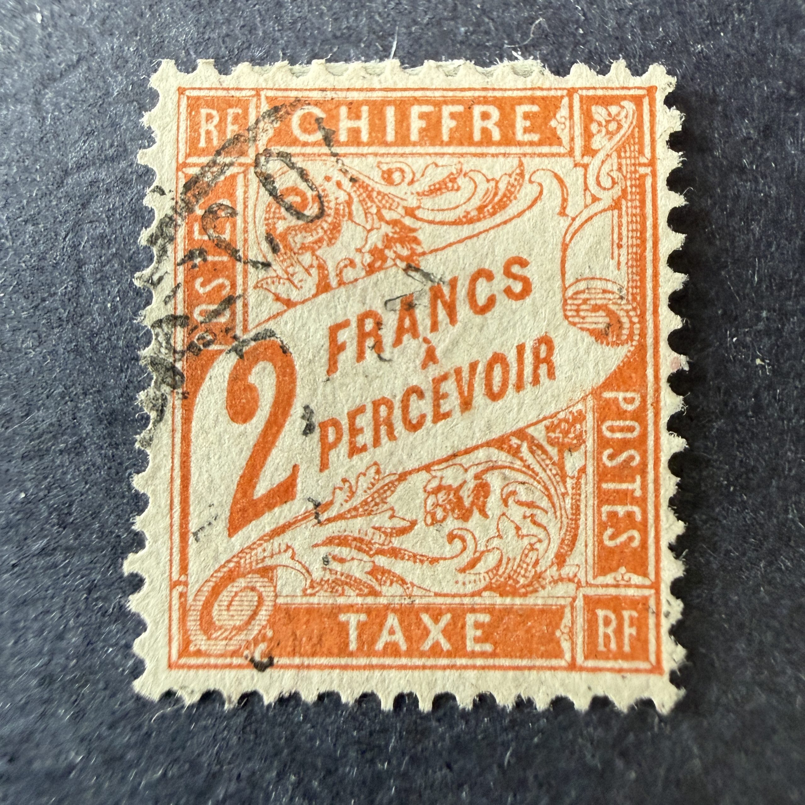 Taxe Yvert 41 "Duval 2fr orange" en oblitéré. TB.