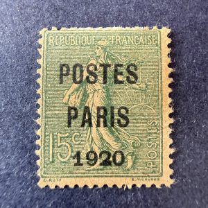 Préoblitéré Yvert 25 "Semeuse Postes Paris 1920" en neuf. TB.