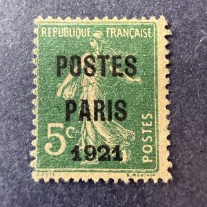 Préoblitéré Yvert 26 "Semeuse Postes Paris 1921" en neuf. TB