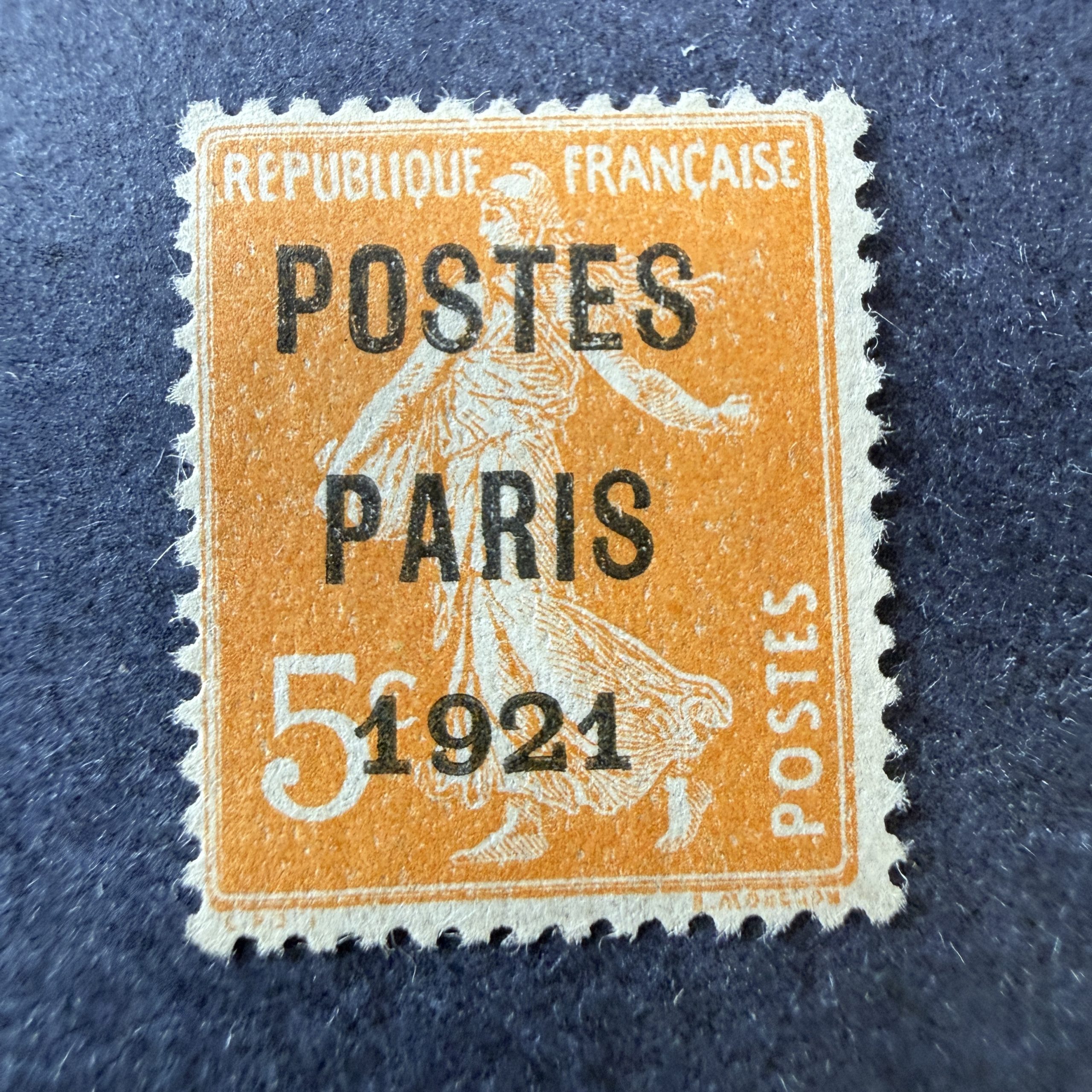 Préoblitéré Yvert 27 "Semeuse Postes Paris 1921" en neuf. Signé Brun. TB