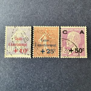 Yvert 249/251 "Caisse Amortissement" en oblitérés. TB