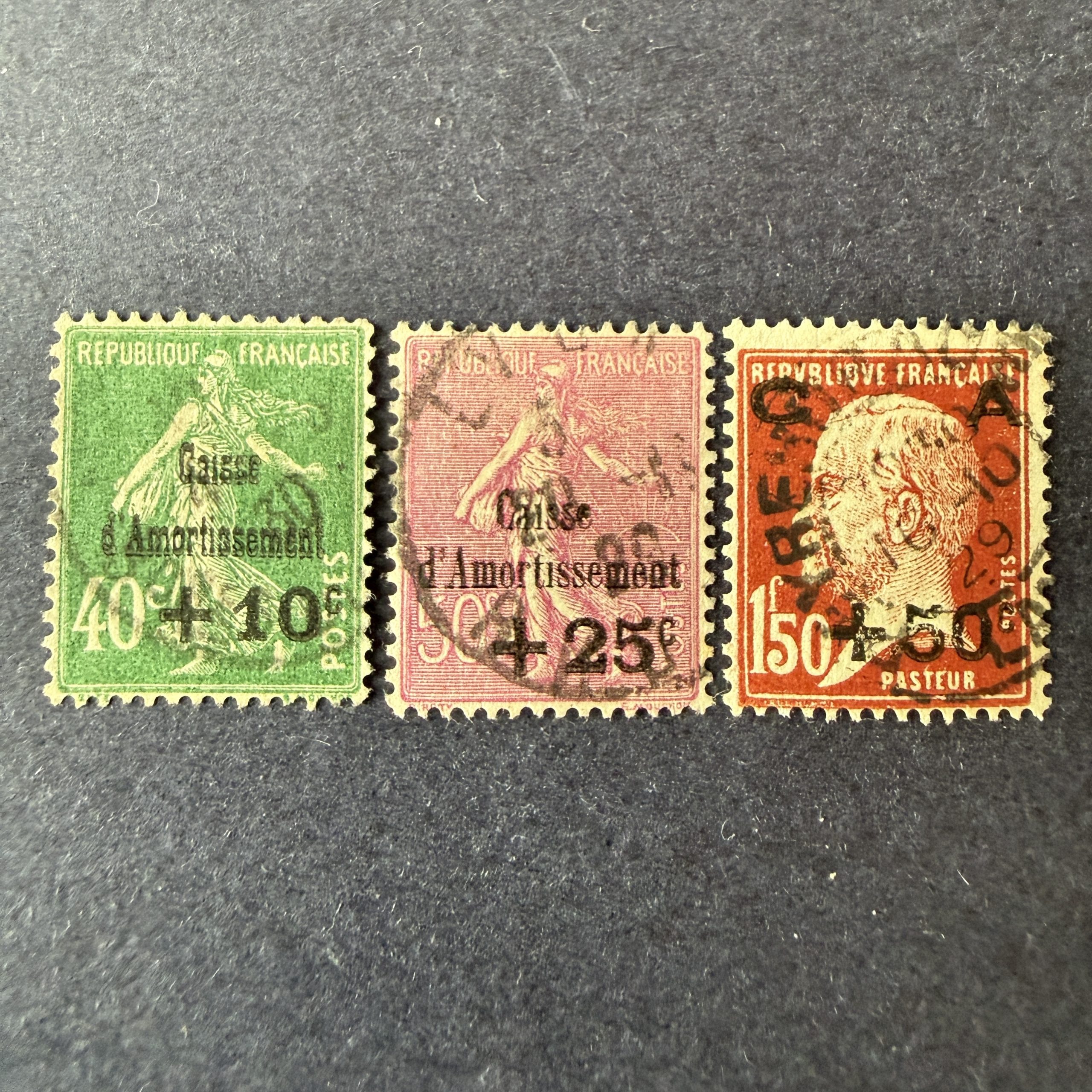 Yvert 253/255 "Caisse Amortissement" en oblitérés. TB.