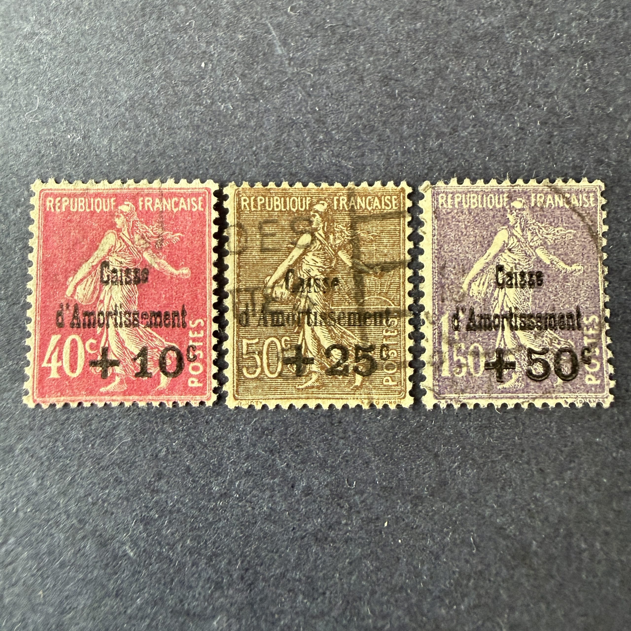 Yvert 266/268 "Caisse Amortissement" en oblitérés. TB