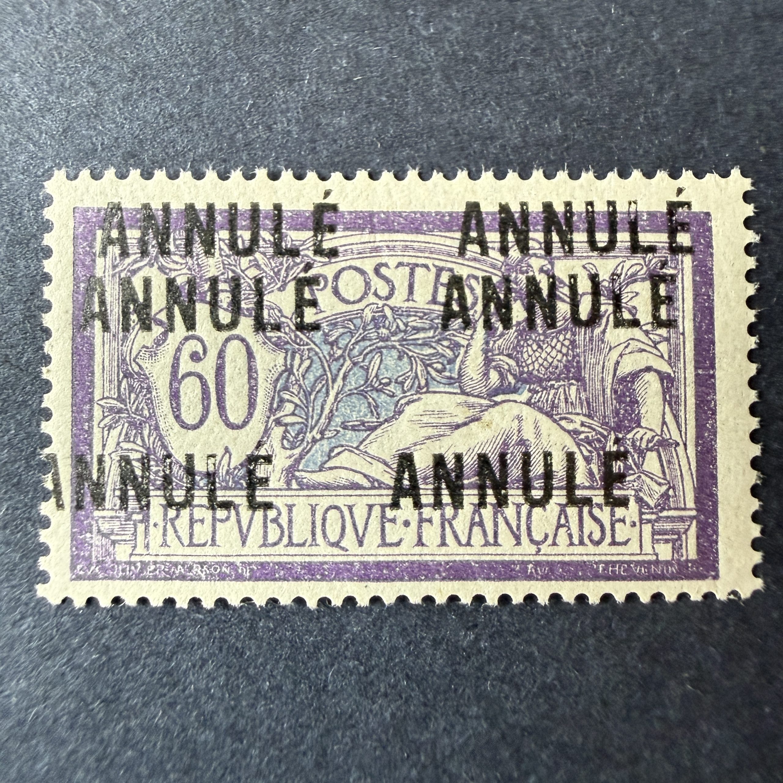 Cours d'instruction Yvert 144-CI 1 "Merson 60c" triple annulé. Rare. SUP.