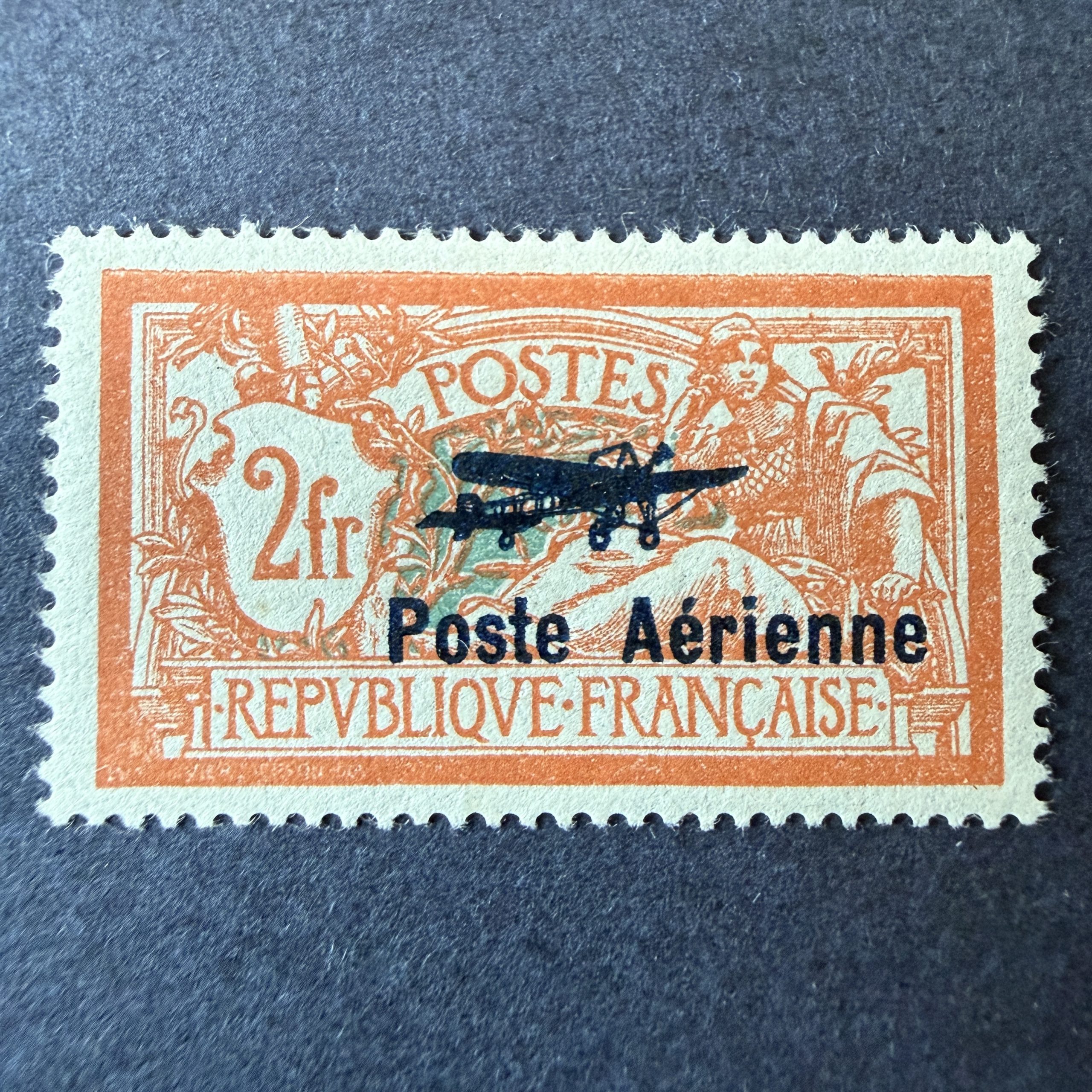 Poste Aérienne Yvert 1 "Merson 2fr" centré en neuf **. Signe Brun. Superbe.