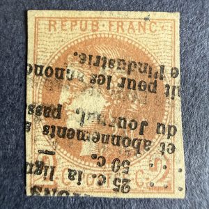 Yvert 40B "Bordeaux 2c brun" en obl. typo des journaux. Signé Calves/Brun. TB.