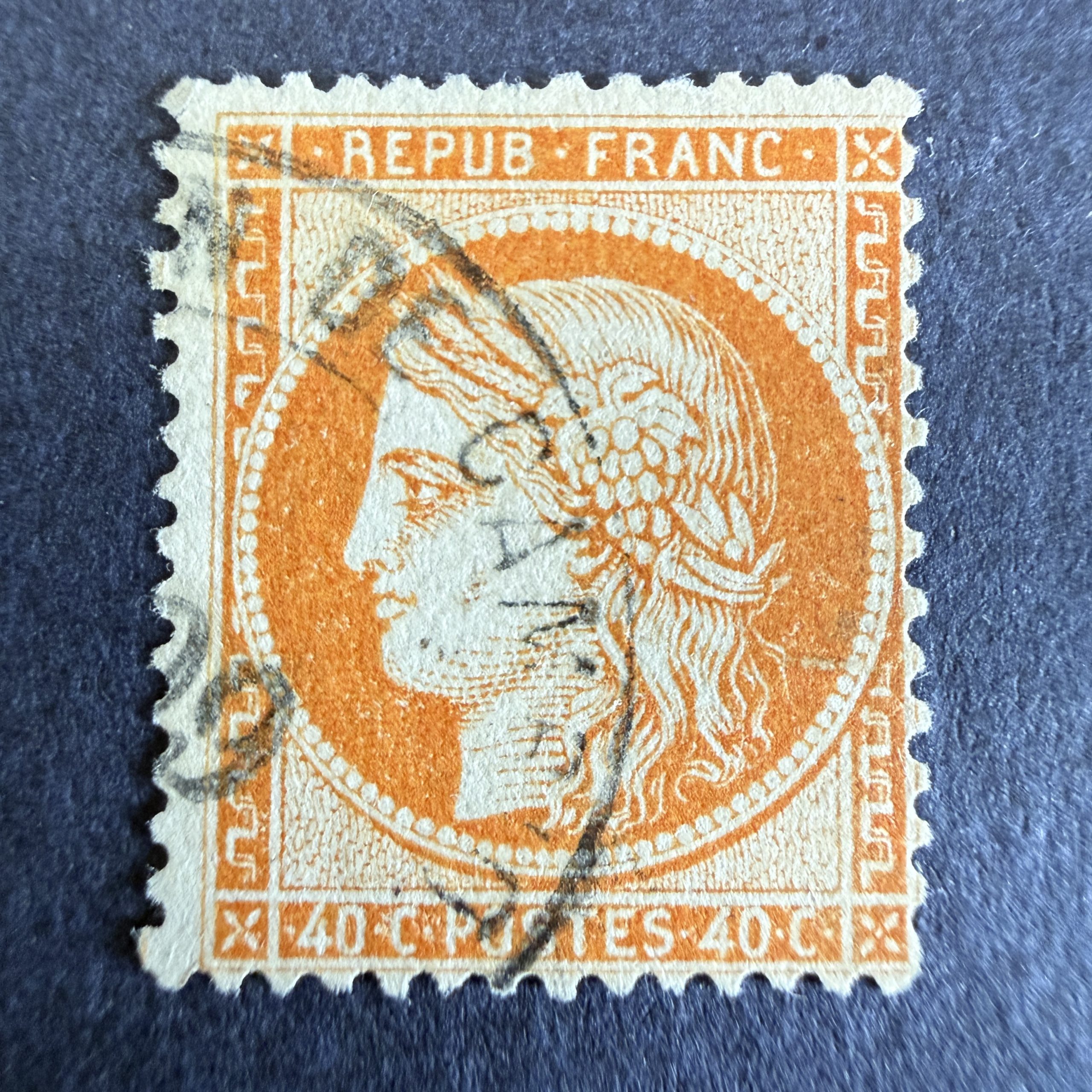 Yvert 38 "Cérès siège 40c" en obl. "Admon de cambio" TB.