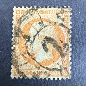Yvert 23 "Napoléon 40c orange" en obl. roue espagnole. TB/B.