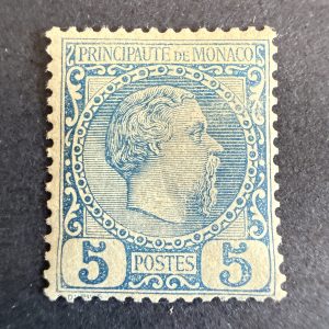 Monaco Yvert 3 "Charles III 5c bleu" en neuf **.  TB.