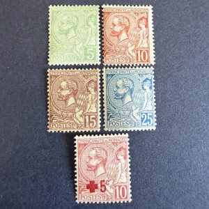 Monaco Yvert 22/26 "Albert 1er" en neufs **. TB.