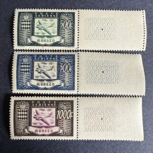 Monaco Poste Aérienne Yvert 42/44 "300/1000fr" bdf en neufs **. Superbes.