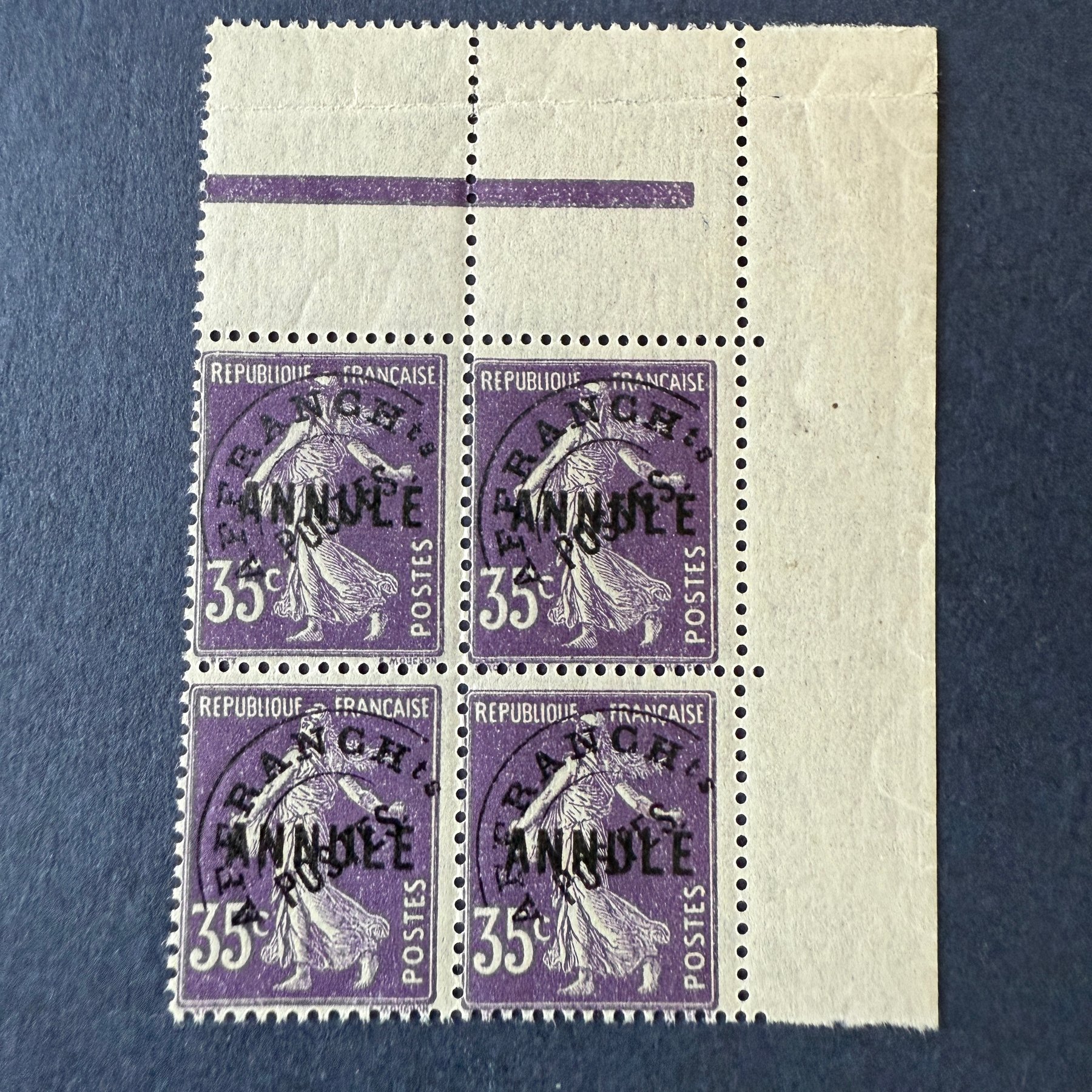 Cours d'instruction Yvert 62 "Semeuse 35c violet" bloc 4 en NEUF ** - TB